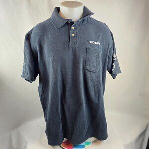 Vintage Volvo Shirt Men XL Black Polo Embroidered Union Made in USA Prevost Mack